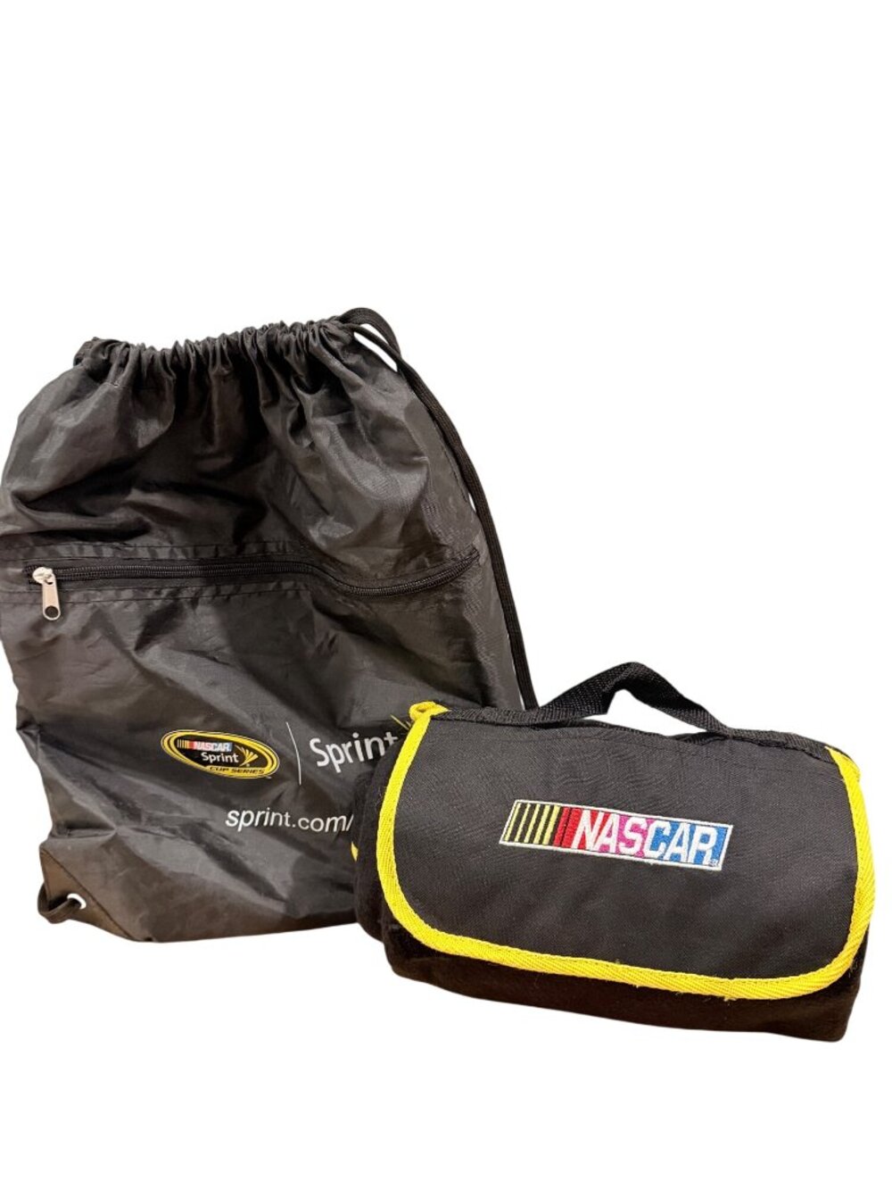 NASCAR Roll-Up Blanket With Black Drawstring Bag Sprint Cup Series Logo